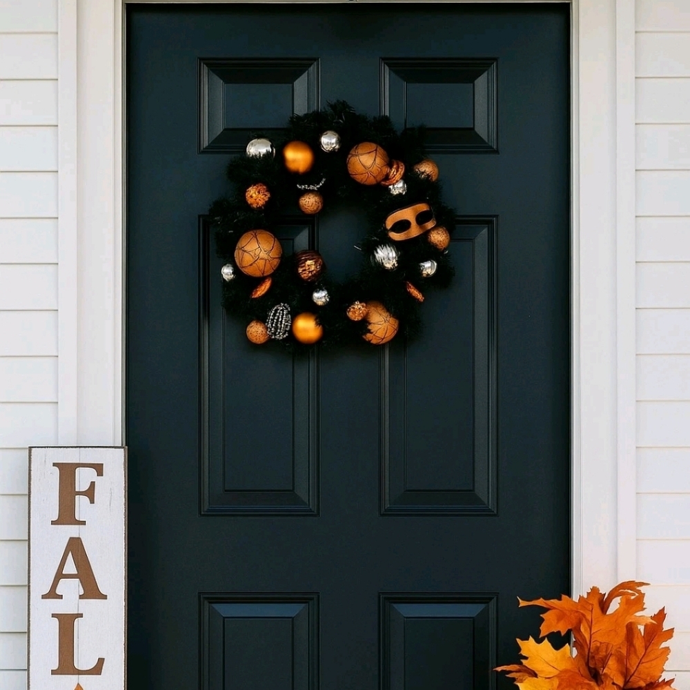 Pier One 1 Halloween Black and Orange Wreath